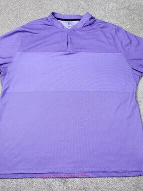 Nike Polo Shirt Mens 2XL XXL Purple Golf Tiger Woods ADV Dri Fit Mock Blade S/S